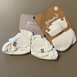 NWT Goumi Kids Cloud Baby Mitts Boots Set SZ 3-6 mo Neutral White Bamboo Organic